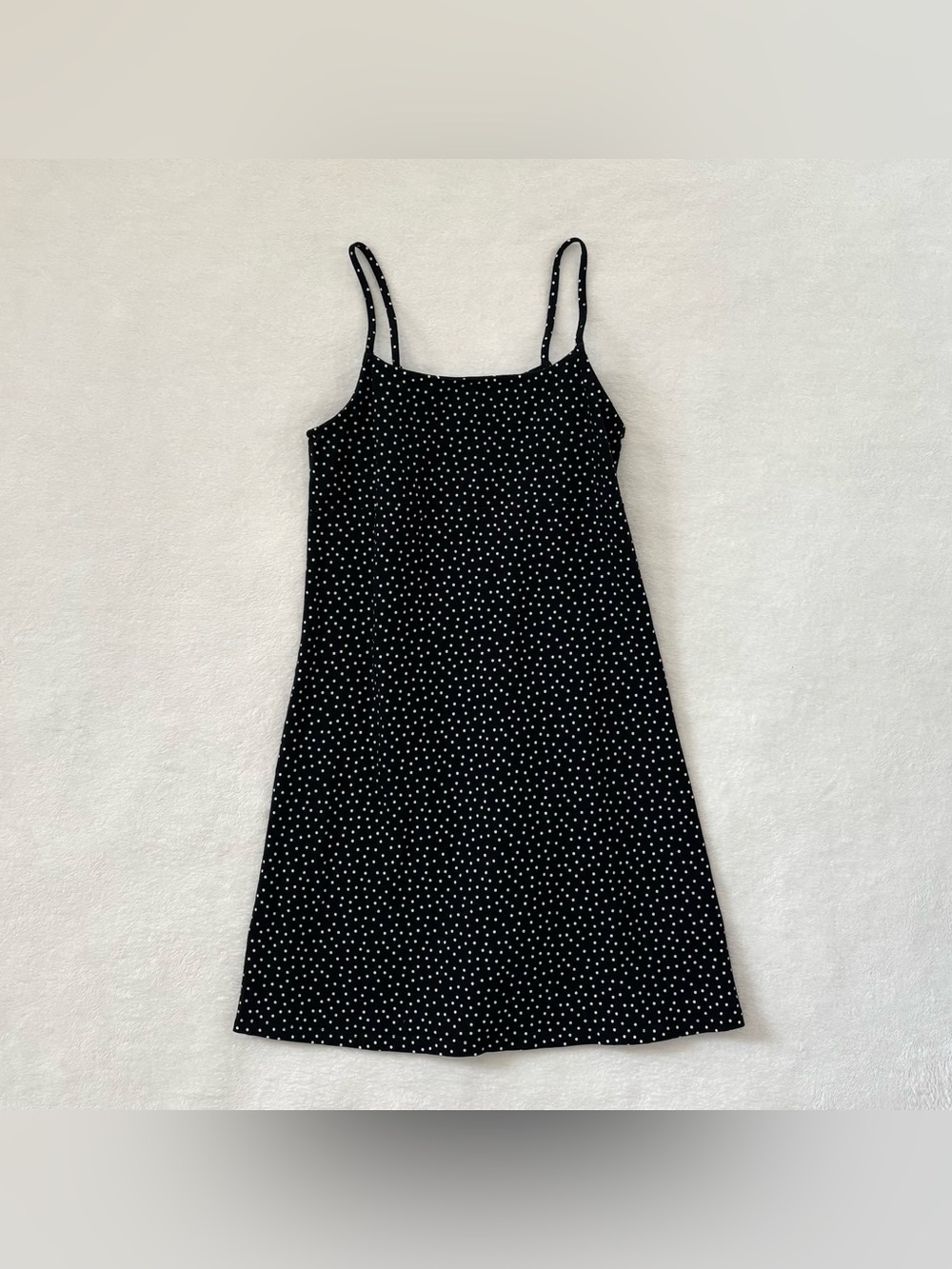 Divided Black and White Polka Dot Spaghetti Strap Dress